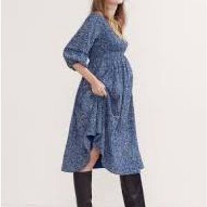 Hatch Victoria dress in blue/white resort floral 0 NWT